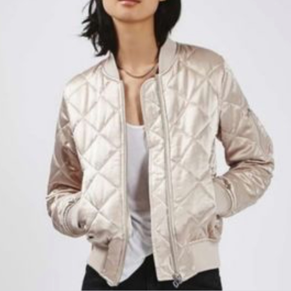TopShop Satin Quilted Bomber